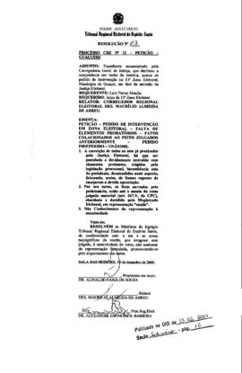 Resolução TRE-ES n.3/2001
